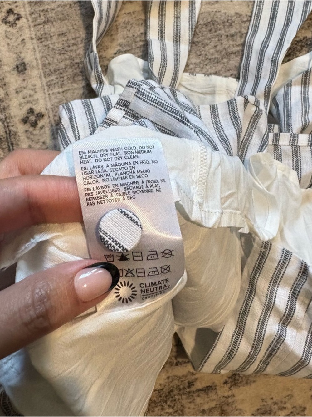 Reformation Evie striped Linen Top size 10 white blue - Picture 11 of 12
